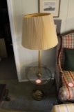 Brass Floor Lamp with Integrated Glass Table & Shade