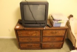 6 Drawer Wooden Dresser plus DVD/VHS Combo TV, Assorted Tapes & CD's