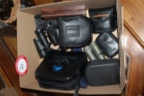 Box of Assorted Binoculars, 8 Pairs, plus Magnifying Glasses