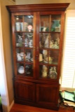 Wooden China Cabinet with 4 Shelves, Two Glass Display Doors & Two Cabinets