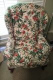 Upholstered Wingback Arm Chair Floral Pattern