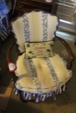 Upholstered Wooden Frame Side Arm Chair