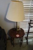 Floor Lamp with Built In Wooden Table & Shade