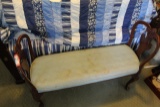 Upholstered Wooden Bench with Arm Rests