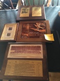 3 Plaques 1 national championship 1976, 73 coach of the year and Walter Camp Football Foundation