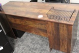 Wood Desk w/2 Drawer Metal File Cabinet