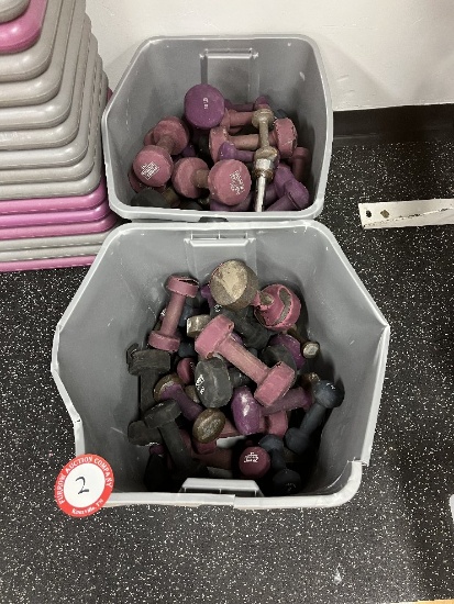 Assorted Power System Rubber Coated Dumbbells, from 3 lb. to 12 lb.