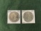 (2) 1887 Morgan Silver Dollars: (1) Mint Mark Uncirculated, (1) No Mint Mar