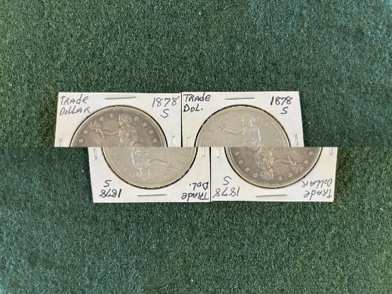 (2) 1878 Mint Mark S Trade Dollars (1) XF (1) VF