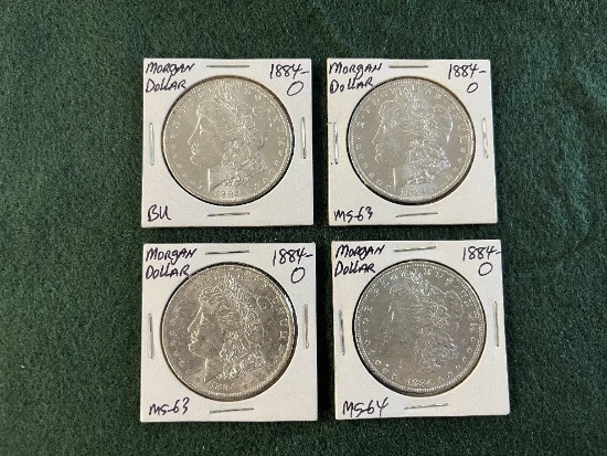(4) 1884 Morgan Silver Dollars Mint Mark O