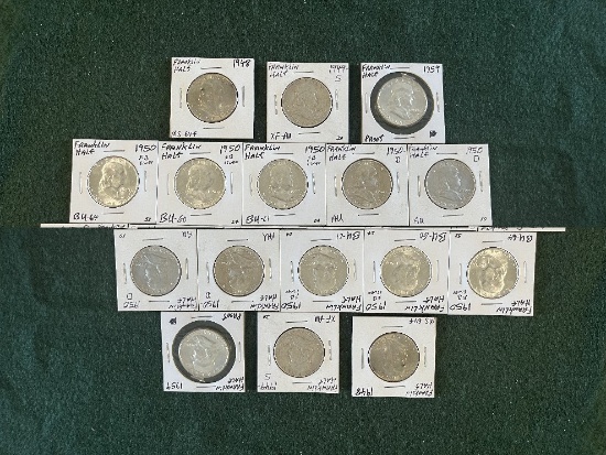 (2) Franklin Half Dollar Coins: (1) 1948 No Mint Mark MS-64, (1) 1949-S XF,