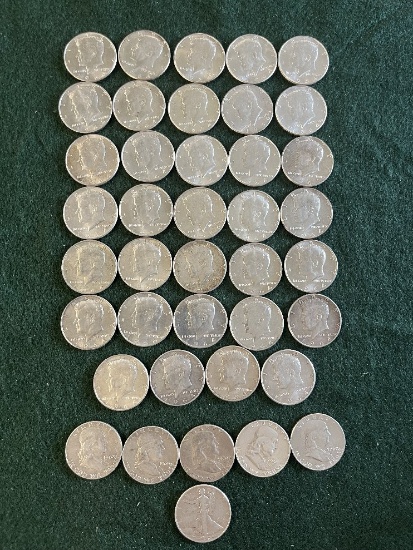 (35) 1964 Kennedy Half Dollars, (1) 1944 No Mint Mark, (1) 1951-S, (1) 1960