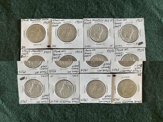 (11) Stone Mountain Commemorative Quarters: (4) AU, (1) Uncirculated, (3) B