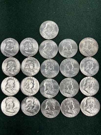(21) 1953 Franklin Half Coins No Mint Mark