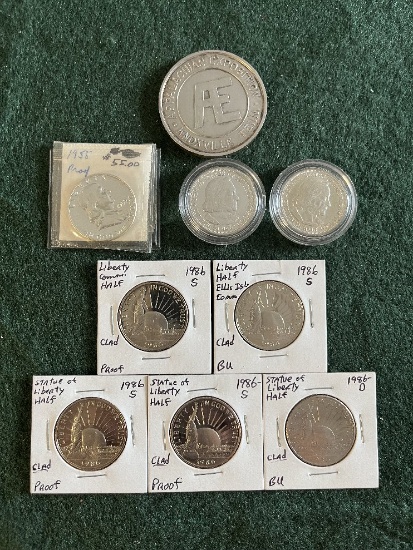 Assorted Half Dollar Coins: (1) 1892 Chicago Worlds Columbian Expo, (1) 189