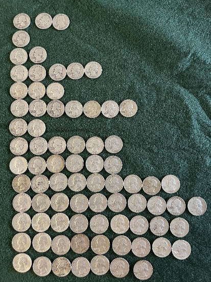 Washington Quarters Ungraded: (1) 1934, (2) 1940, (1) 1941, (1) 1943, (2) 1