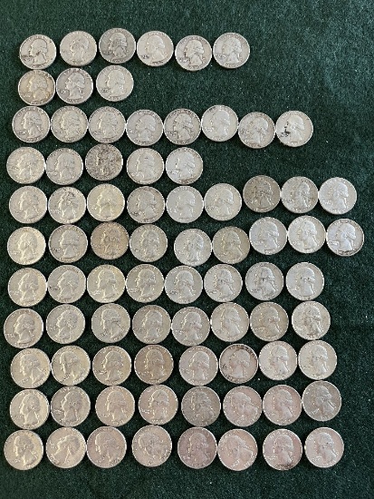 Washington Quarters Ungraded: (1) 1953, (1) 1954, (1) 1956, (1) 1957, (1) 1