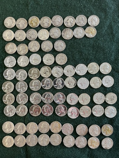 Washington Quarters Ungraded: (1) 1941, (2) 1942, (1) 1943, (1) 1945, (1) 1