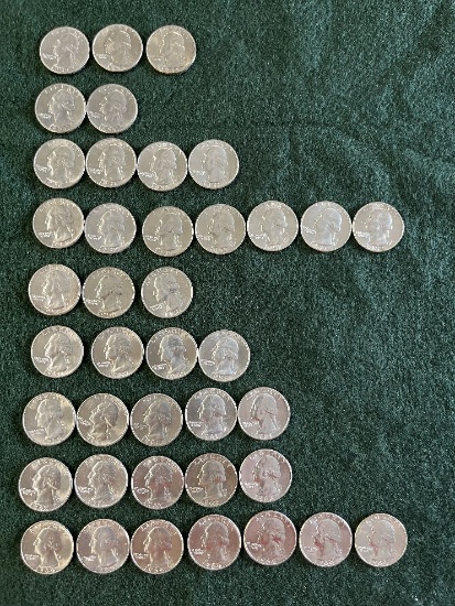 Washington Quarters Graded BU: (1) 1952, (2) 1954, (2) 1955, (4) 1956, (7)