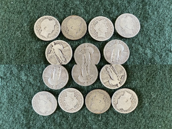 Standing Liberty Quarters and 4 Liberty Head Quarters: (1) 1894 Liberty Hea