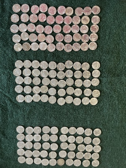 (3) Rolls Approximately 300 Roosevelt Dimes Ungraded