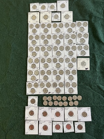Roosevelt Dimes: (3) 1946, (1) 1947, (1) 1951, (1) 1952, (2) 1953, 91) 1954