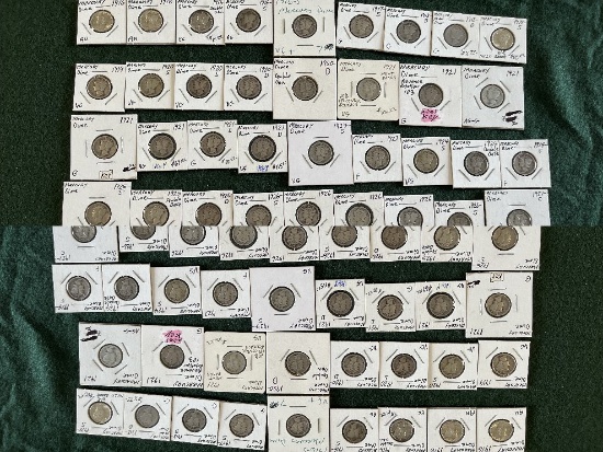 Mercury Dimes: (5) 1916, (1) 1917, (3) 1918, (1) 1919, (4) 1920, (7) 1921,