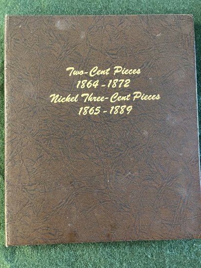 2 Cent Pieces and Nickel 3 Pieces Album with (1) 3 Cent Pieces Collected: 1