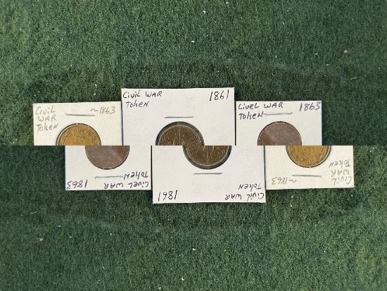 Civil War Tokens: (1) 1863 Army & Navy, (1) 1863 God Protect the Union, (1)