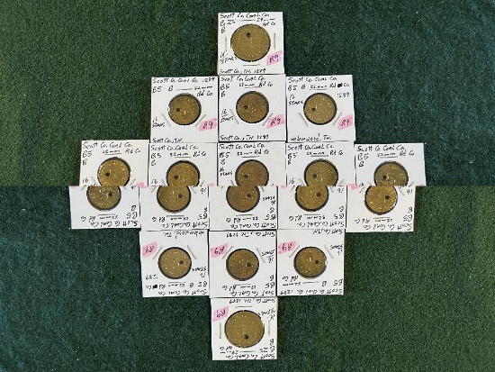 Scott Coal Company Scrip Coins: (8) 5 Cent, (1) 25 Cent, (10) 50 Cent