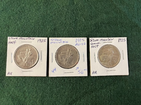 (3) 1925 Stone Mountain Half Dollars AU