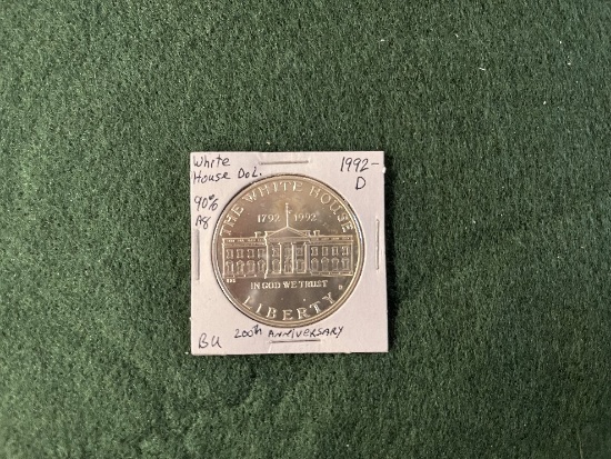 1992 White House 200th Anniversary Commemorative Silver Dollar Mint Mark D