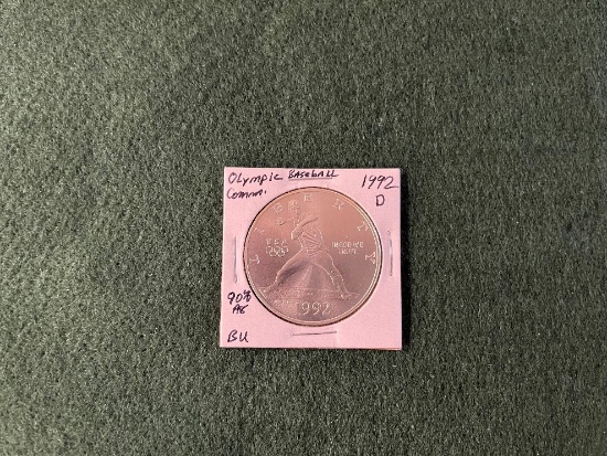 1992 Olympic Baseball Silver Dollar Mint Mark D BU