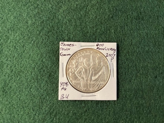 2007 Jamestown 400th Anniversary Silver Dollar Mint Mark P BU