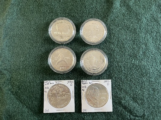 (6) Commemorative Silver Dollars: (1) 1987 200th Anniversary US Constitutio
