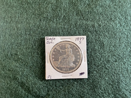 1877 Trade Dollar Silver PL
