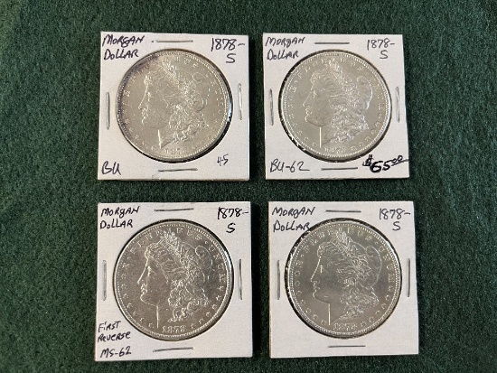 (4) 1878 Morgan Silver Dollars Mint Mark S