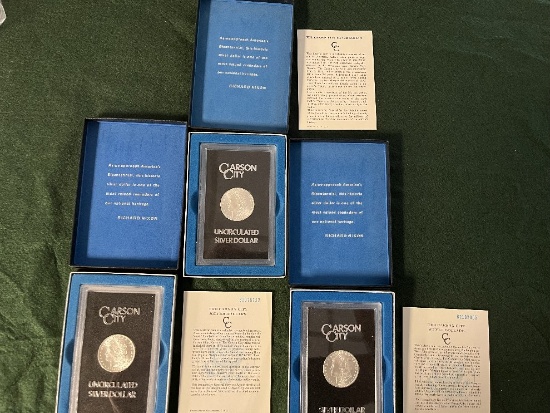 (3) Morgan Dollars Carson City Uncirculated, 1880, 1882, 1883