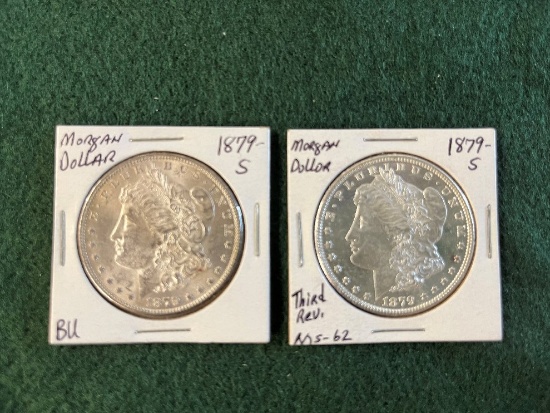 (2) 1879 Morgan Silver Dollars Mint Mark S