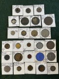 (26) Assorted Non Currency Coins, Bank Tokens, State Tokens, Billiard Token