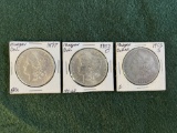 (3) Morgan Silver Dollars (1) 1897 No Mint Mark Uncirculated BU, (1) 1902 M