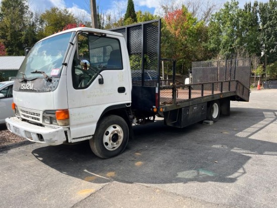 1999 Isuzu NPR Dump Truck with Dovetail Landscape Bed and Ramps