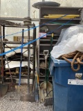 Assorted Hand Tools- Shovels, rakes, Trash Bin, etc  (Behind Blue Ribbon)