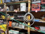 Contents Wooden Shelves - Fire Extinguisher, Motor Oil, Chain Oil, Hoses, F