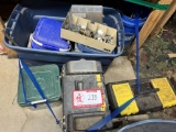 Blue Bin, Plastic Tool Boxes and Contents