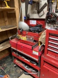 Red Craftsman Tool Box on Casters and Content - Hand Tools, Hardware, Wire,