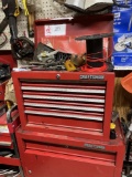 Red Craftsman Tool Box on Casters and Content - Wrenches, Ratchets, Sockets