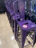 (10) Metal Bar Stools with Backs (Purple)