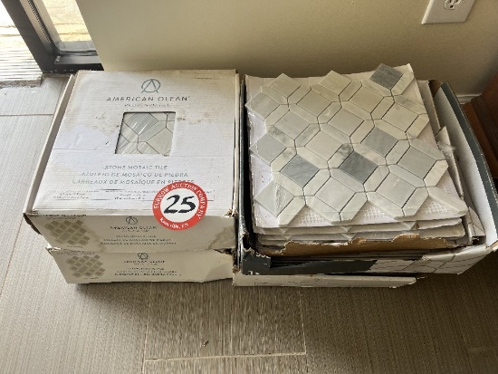 (4) Boxes of Stone Mosaic Tile and Dresser