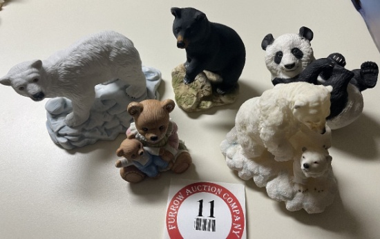 (5) Porcelain Bear Figurines